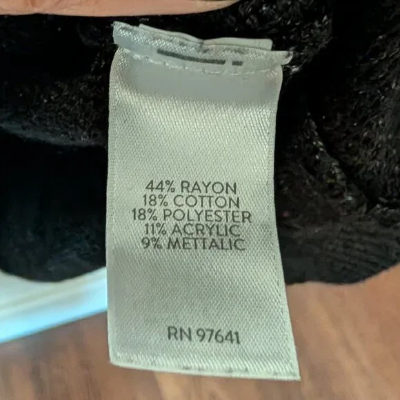 J. Jill Metallic Black Festive Midweight Pullover Sweater Rayon Cotton Blend XL - Picture 5 of 6